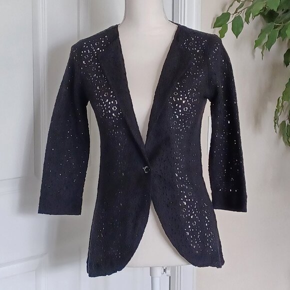 LIKE NEW! Volcom "Frochickie" Black Open Lace Jacket Size XS - Picture 4 of 10